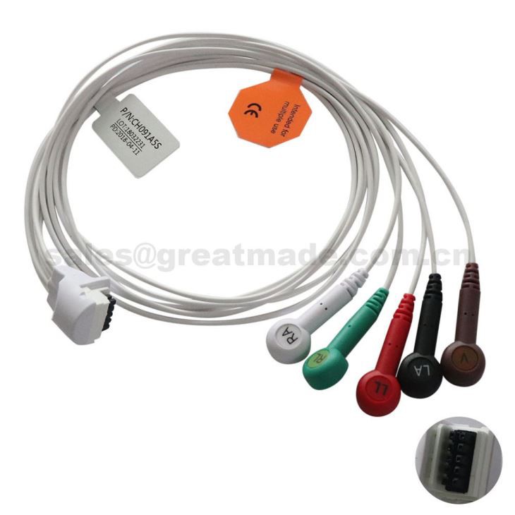 Sèvi ak Mortara H3 Holter 5 plon Leadwires