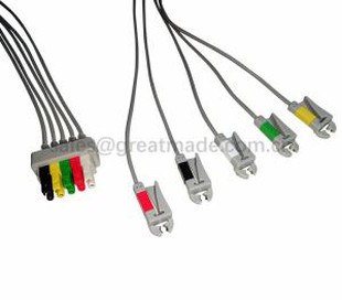 Compatible Pro1000 Leadwire Set, 5-Lead, Grabber, IEC, 100 CM ak 2PIN.
