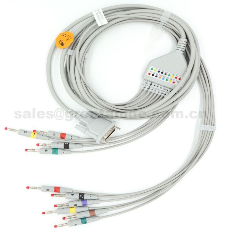 Konpatibsch Schiller AT-1 10 Plon EKG Kab ak IEC Bannann 4.0 Leadwires