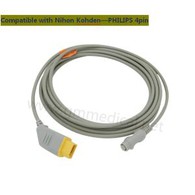 Nihon Kohden konpatib IBP / envazif San Presyon Kab ak PHILIPS transducer Adapte, NK 14PIN->Round 4PIN